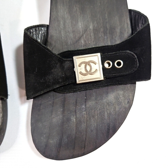 Chanel Black Suede Sandals Size 38 - Picture 6 of 8